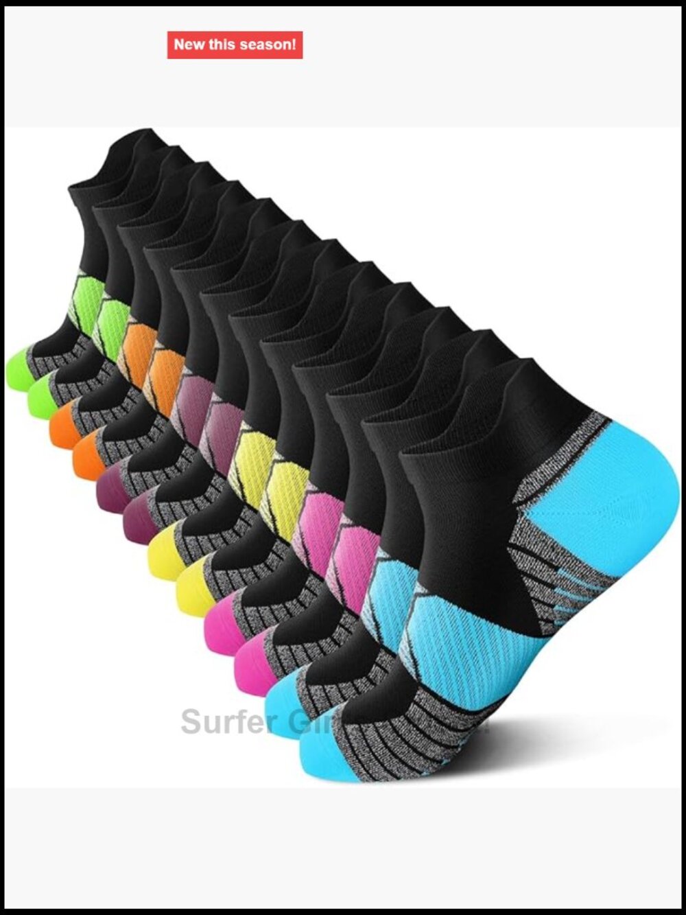 Compression Running Socks for Women 6 Pairs Ankle Low Cut with Arch Support